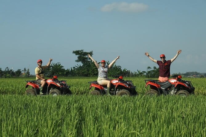 Bali ATV Ride Ubud Waterfall,RiceField,River,Kingkong-Temple cave - The 4-hour flow: pickup, riding, lunch, shower, then pool time