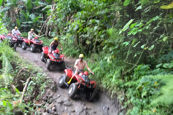 Bali : Gorilla Cave ATV & Ubud White Water Rafting With Lunch - Quad Bike ATV: Safety Briefing, Tandem Options, and Gorilla Face Cave Tracks
