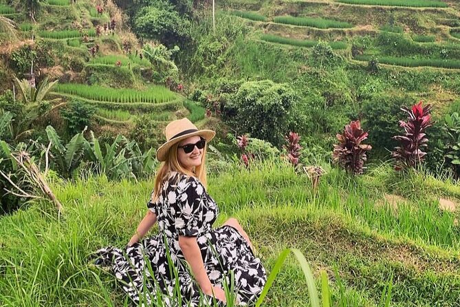 Bali Sightseeing Tour - Traditional village - Waterfall - Goa Raja Waterfall: under-cave scenery, walking, and swim-ready gear