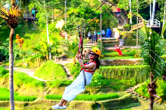 Bali Ubud Zipline Jungle Swing and Waterfall Tour - Waterfall time: hike down, mist up, and the pool option