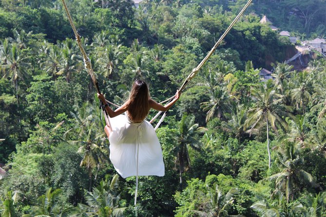 Private Full Day Tour to Ubud Highlights with Giant Swing - Tegenungan Waterfall: trail descent, photo spots, and a possible swim