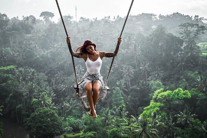 Ubud waterfall, rice terraces, and swing explore - Stop 1: Tegenungan Waterfall at the Petanu sacred river